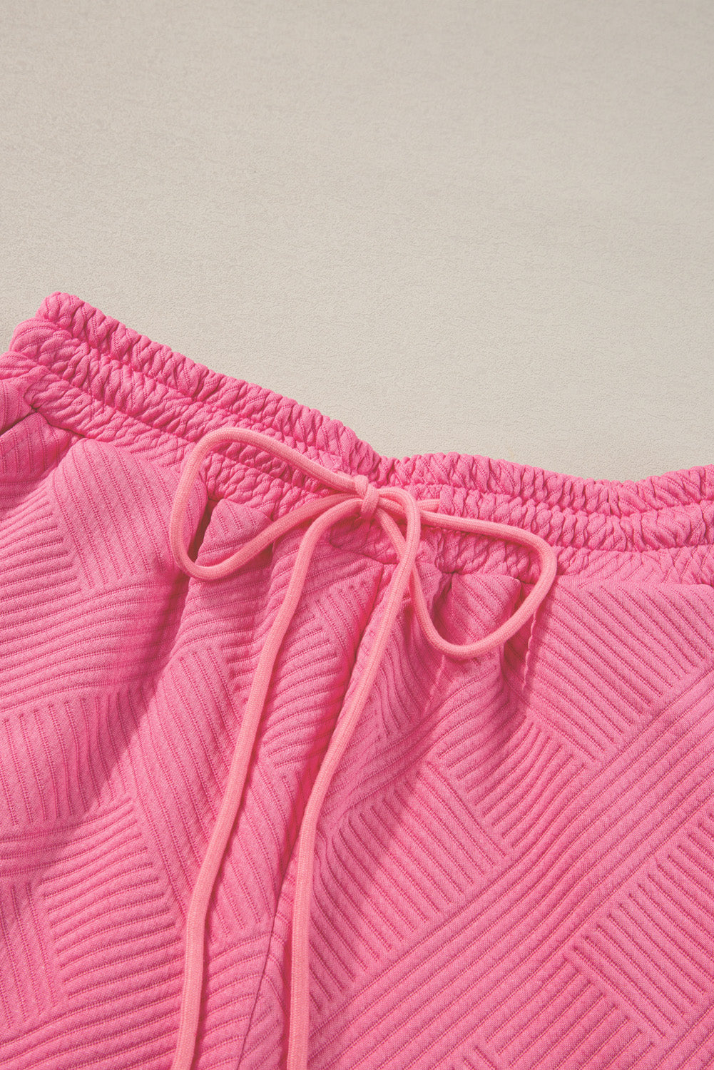 Gray Textured Loose Fit T Shirt & Drawstring Pants Set