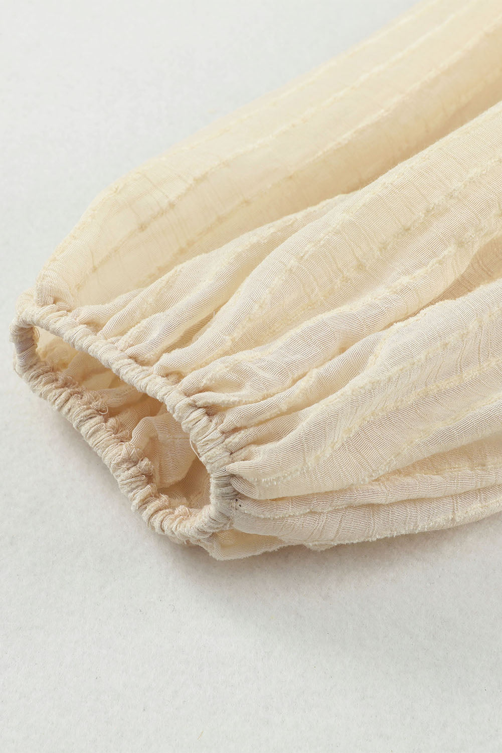 Brown Lantern Sleeve Tassel Drawstring Tie Blouse