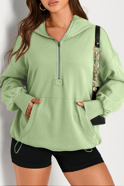 Kangaroo Pocket Half Zipper Oversized Hoodie