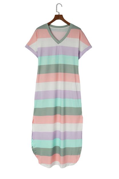 Multicolor Colorblock Striped Casual Tank Top