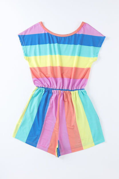 Multicolor Colorblock Striped Casual Tank Top