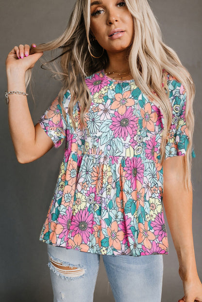 Multicolor Floral Print Casual Halter Top