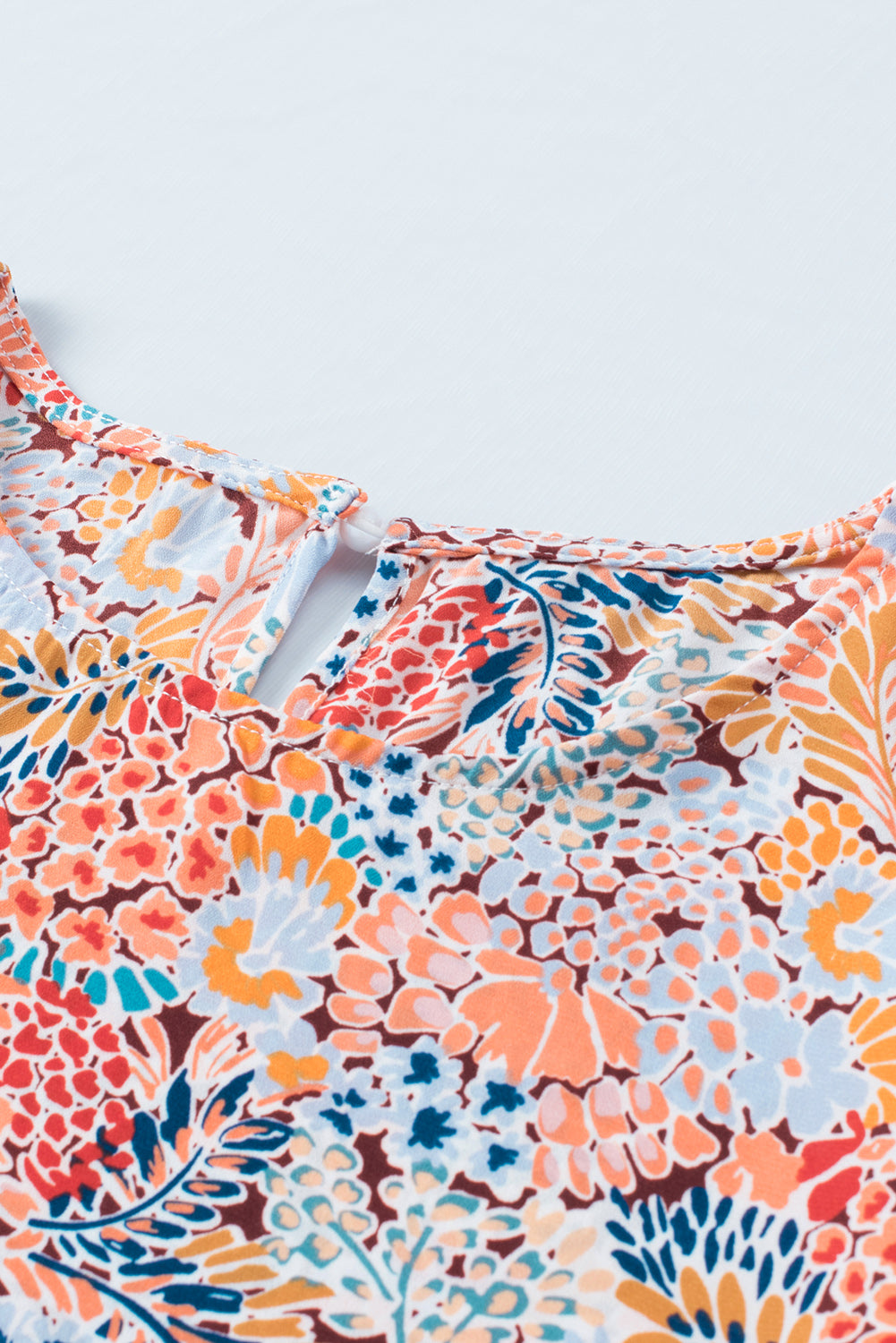 Multicolor Floral Print Smocked Cuffs Long Sleeve Blouse