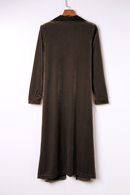 Pocketed Open Front Long Cardigan