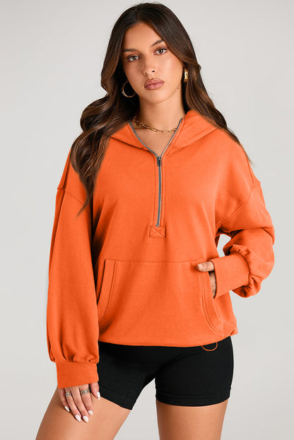 Kangaroo Pocket Half Zipper Oversized Hoodie