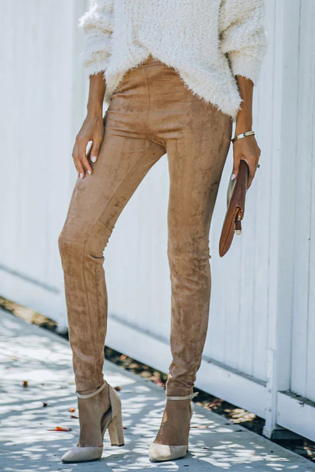 Jungle Mid Rise Faux Suede Skinny Leggings