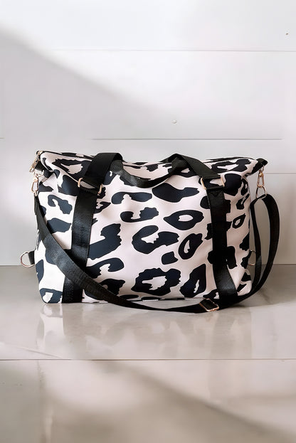 Bright Pink Leopard Print Luggage Tote Bag
