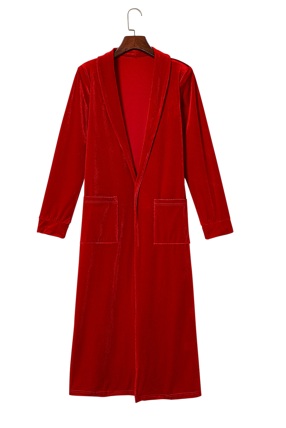 Pocketed Open Front Long Cardigan