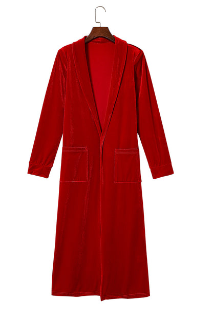 Pocketed Open Front Long Cardigan