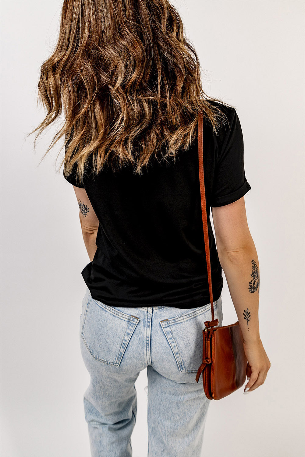 Black Pumpkin Flower Print Short Sleeve Graphic T Shirt