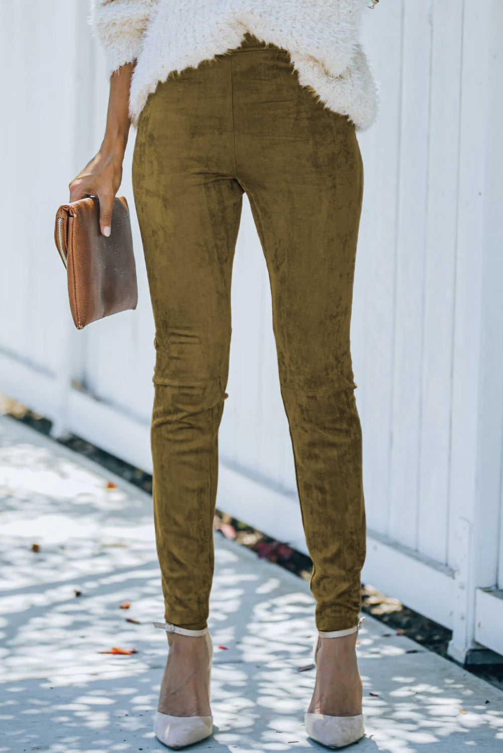 Jungle Mid Rise Faux Suede Skinny Leggings