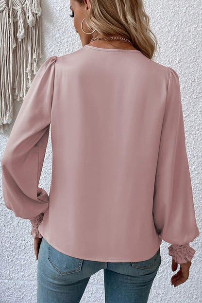 Drape V Neck Long Sleeve Blouse for Women
