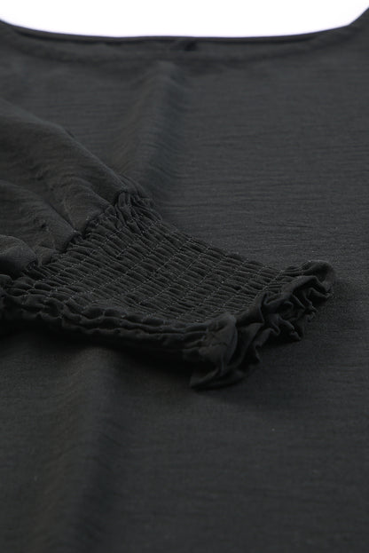 Casual Shirred Cuffs Half Sleeve Top