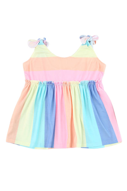 Multicolor Colorblock Striped Casual Tank Top