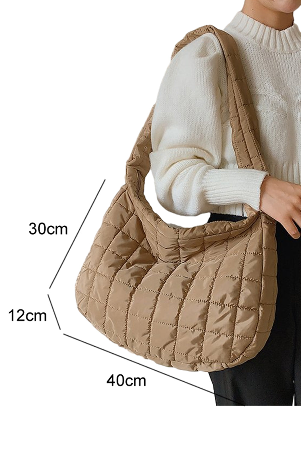 Casual Quilted Zipper Large Shoulder Bag