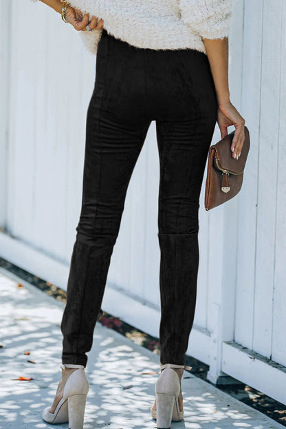 Jungle Mid Rise Faux Suede Skinny Leggings