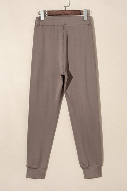 Black Casual Drawstring Drop Waist Pocketed Joggers