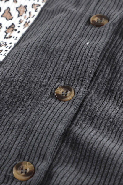 Button Up Colorblock Pocket Corduroy Jacket