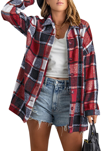 Plaid Button Up Long Sleeve Flannel Shacket