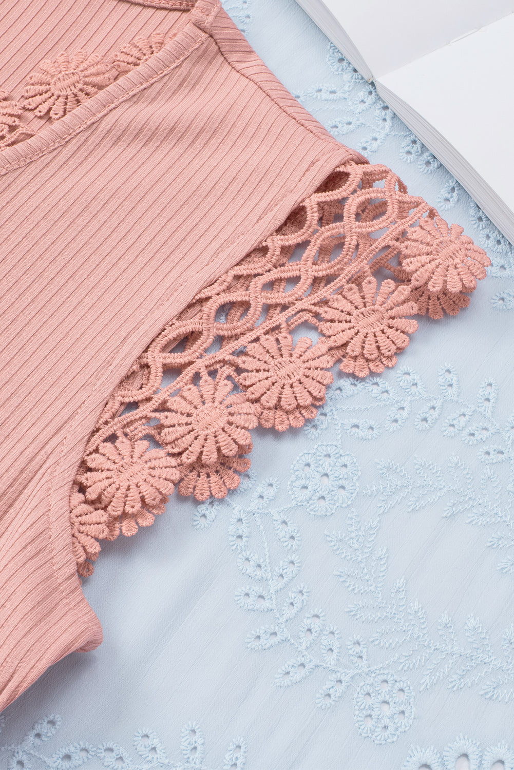 Crochet Cap Sleeve Ribbed V Neck Summer Top