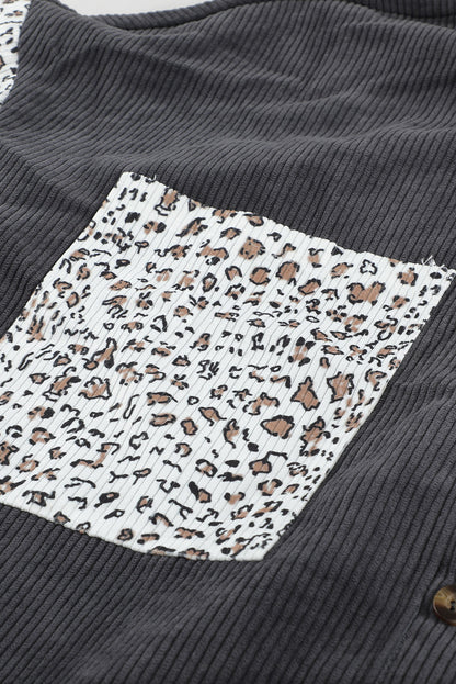 Button Up Colorblock Pocket Corduroy Jacket