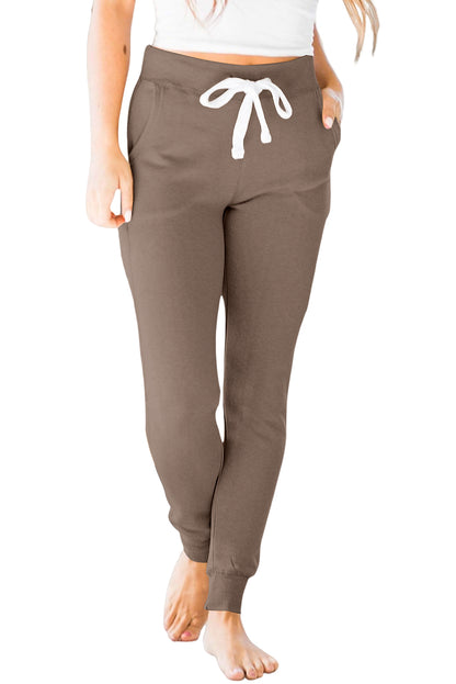 Black Casual Drawstring Drop Waist Pocketed Joggers