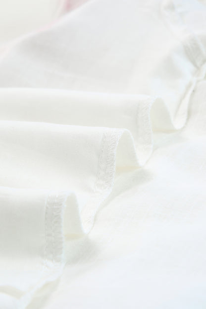 Floral Embroidered Boho Ruffle Puff Sleeve Blouse