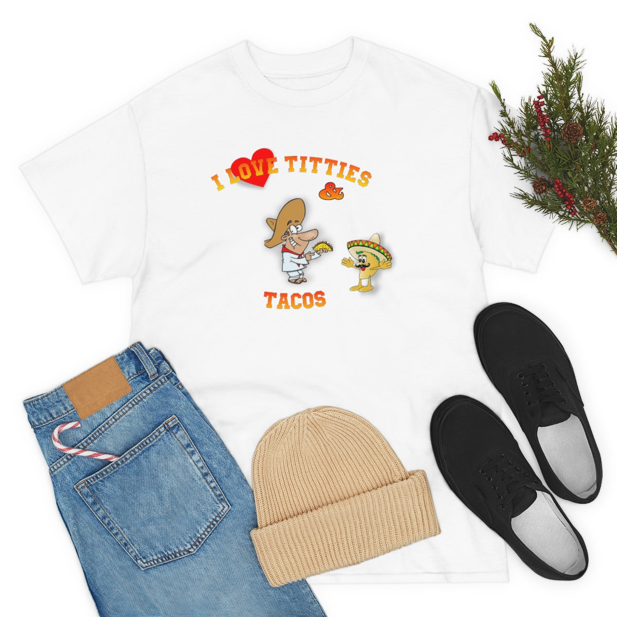 I Love Titties & Tacos - Bella + Canvas 3001 Unisex Heavy Cotton Tee