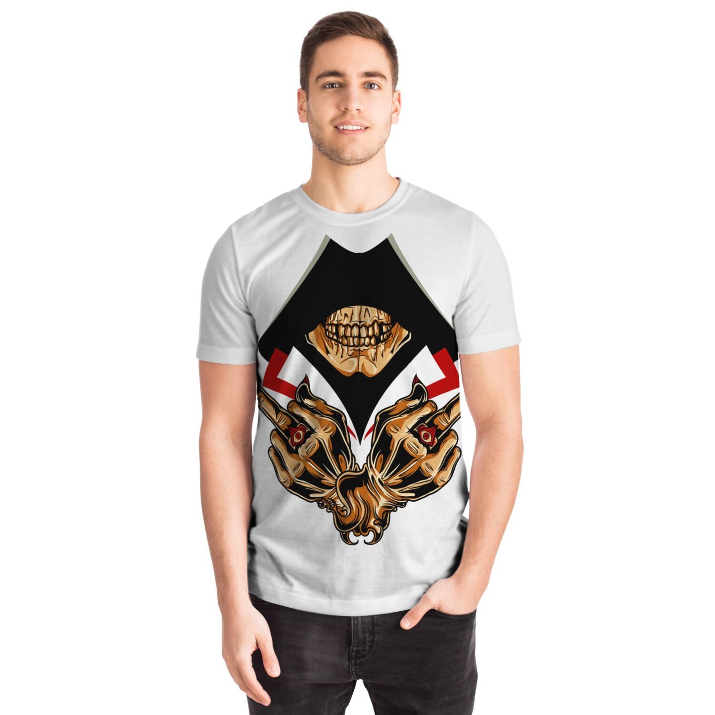 EYS Designer Skull Flipping off both middle fingers Shirt