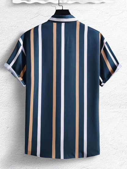 Manfinity Homme Men Random Striped Print Shirt