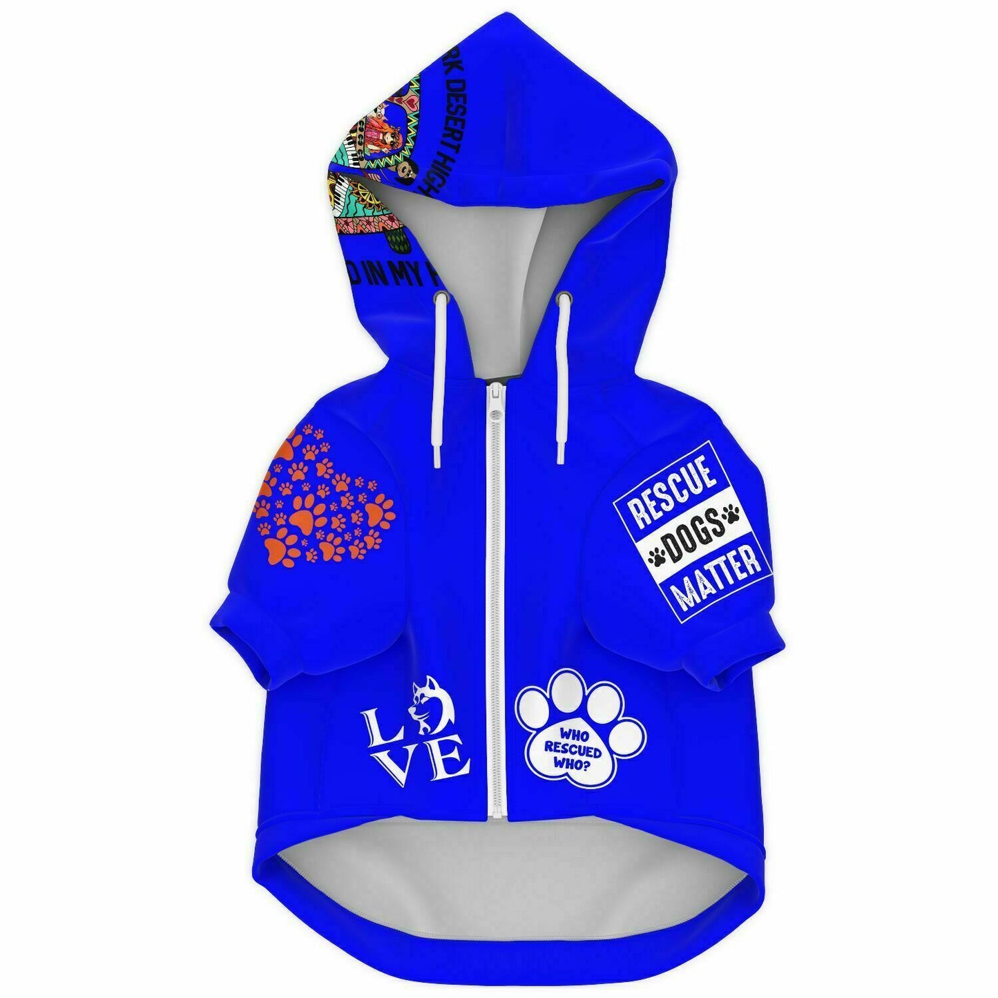 Who Rescued Who & Dogs in a van Dog Hoodie