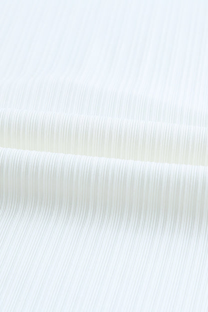 White Contrast Guipure Long Sleeve Ribbed Top