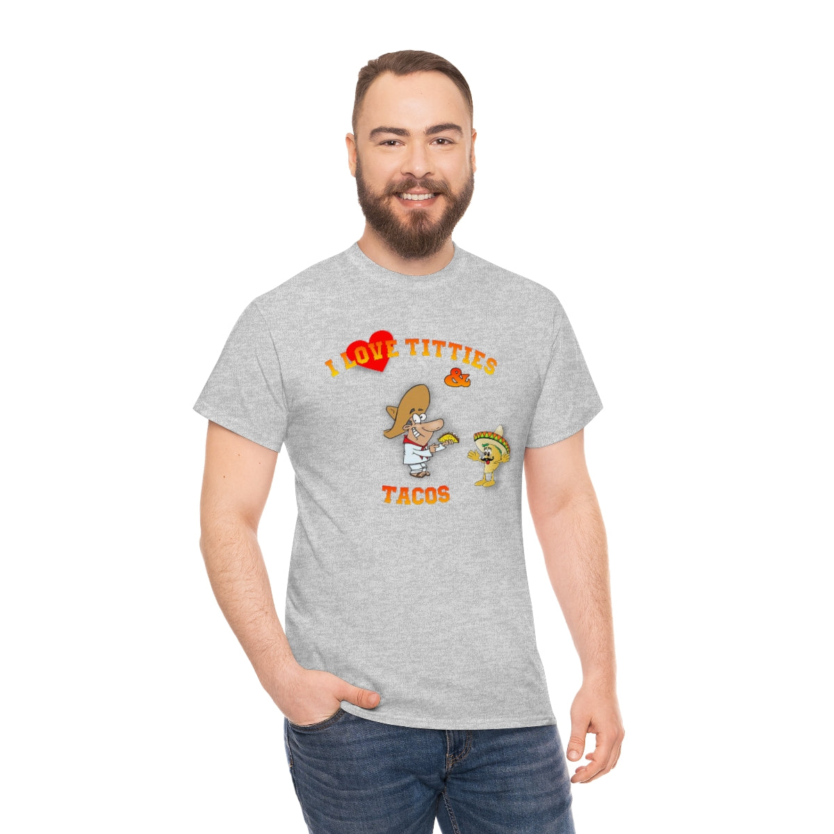 I Love Titties & Tacos - Bella + Canvas 3001 Unisex Heavy Cotton Tee
