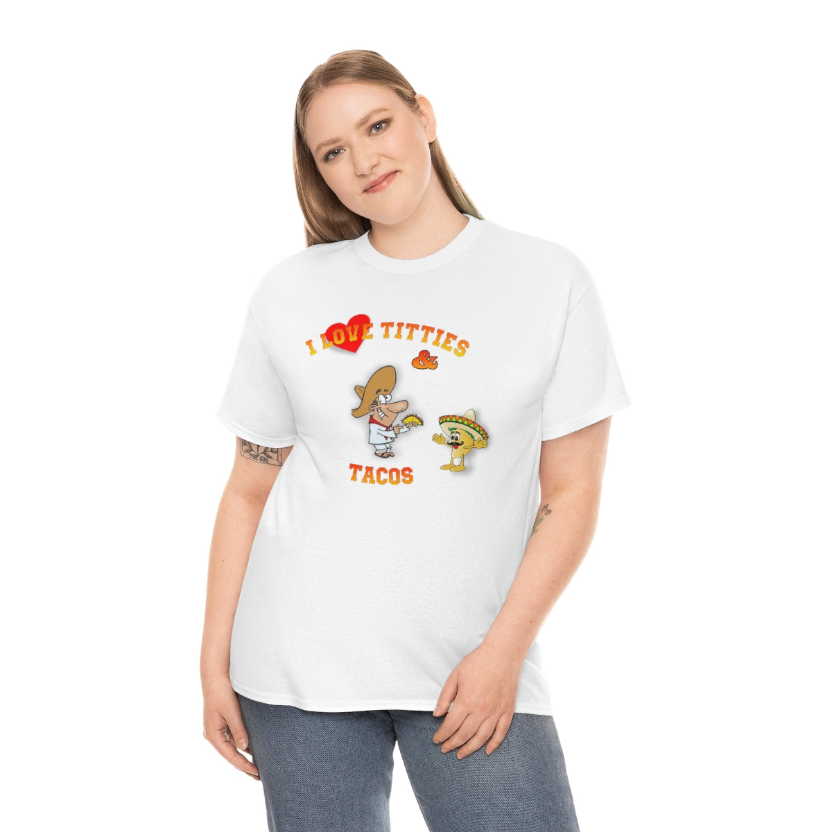 I Love Titties & Tacos - Bella + Canvas 3001 Unisex Heavy Cotton Tee