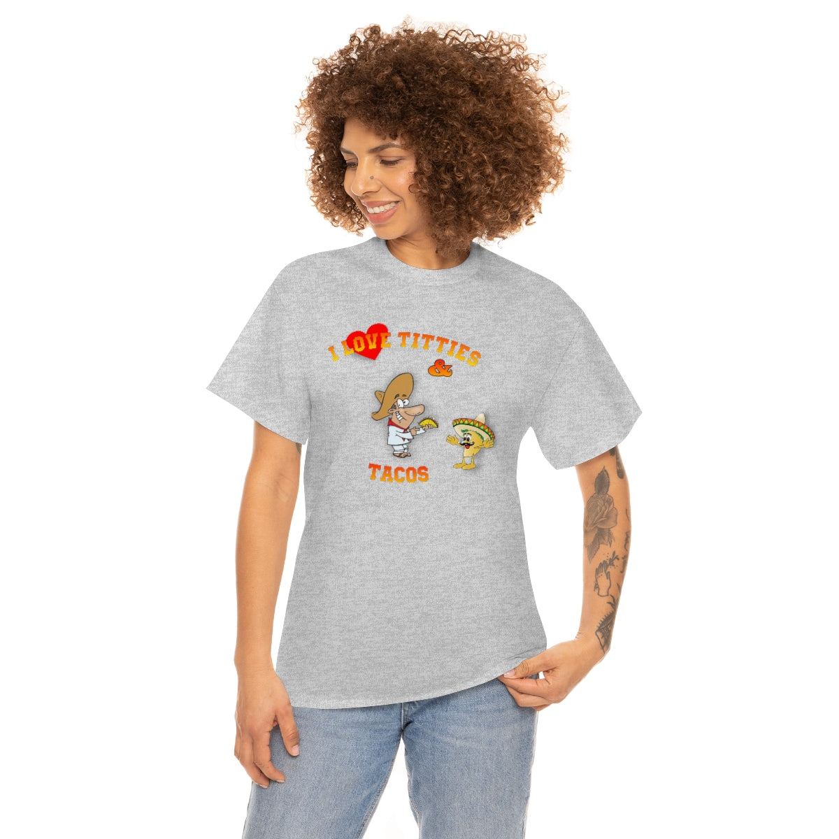 I Love Titties & Tacos - Bella + Canvas 3001 Unisex Heavy Cotton Tee