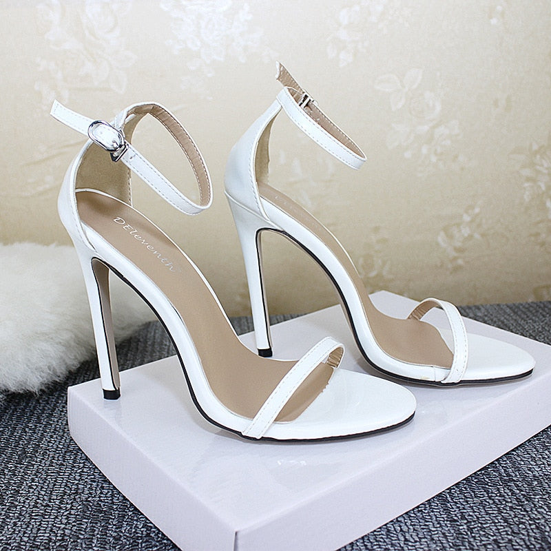 Leather High Heels Platform Sandals