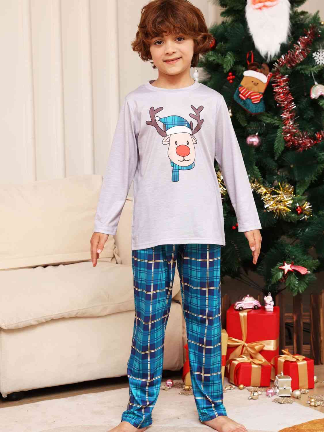 Rudolph Graphic Long Sleeve Top and Plaid Pants Set (Size 2T-kids 14)