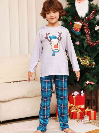 Rudolph Graphic Long Sleeve Top and Plaid Pants Set (Size 2T-kids 14)