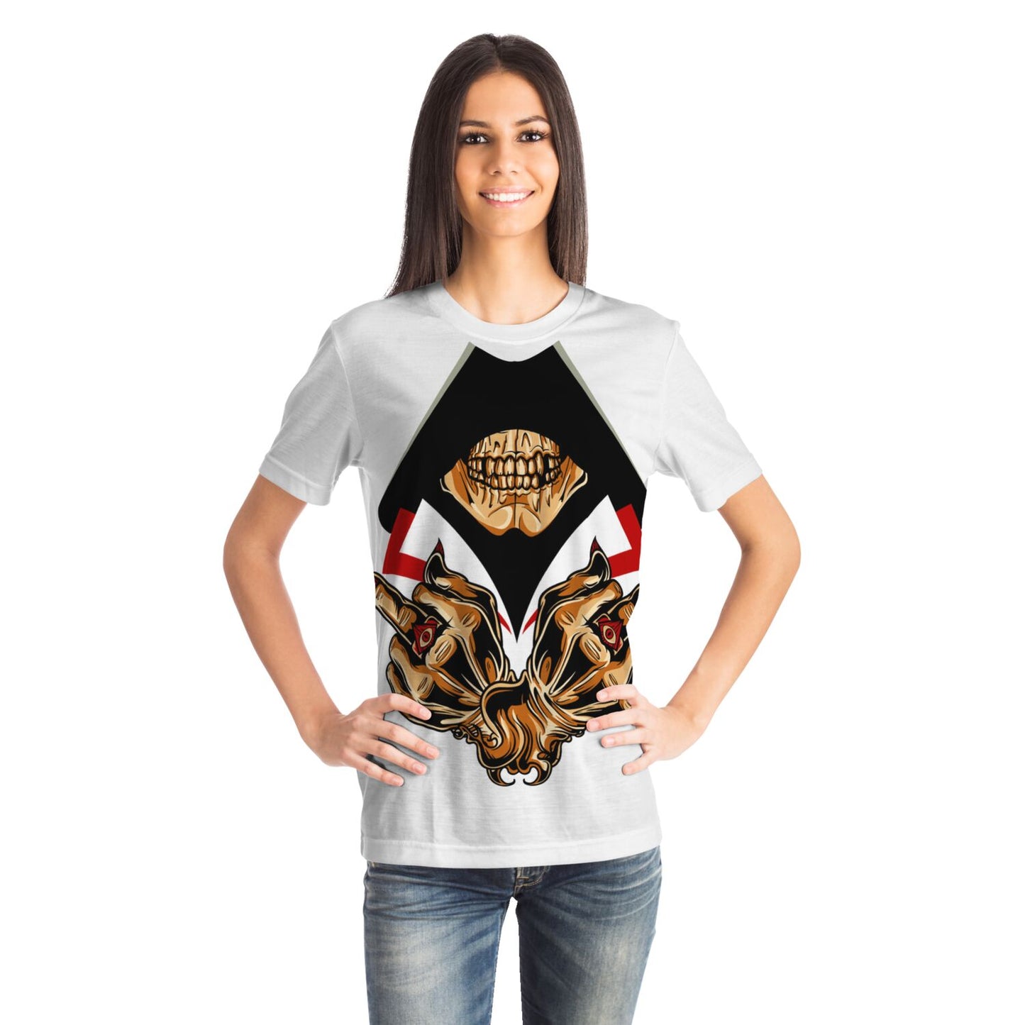 EYS Designer Skull Flipping off both middle fingers Shirt