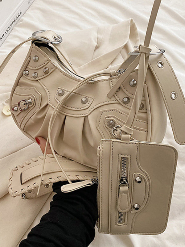 Rivet Heavy Industry Pleated Shoulder Bag