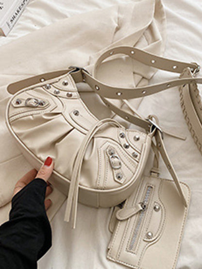 Rivet Heavy Industry Pleated Shoulder Bag
