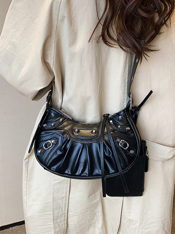 Rivet Heavy Industry Pleated Shoulder Bag