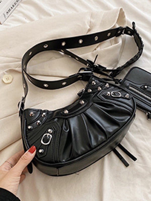 Rivet Heavy Industry Pleated Shoulder Bag