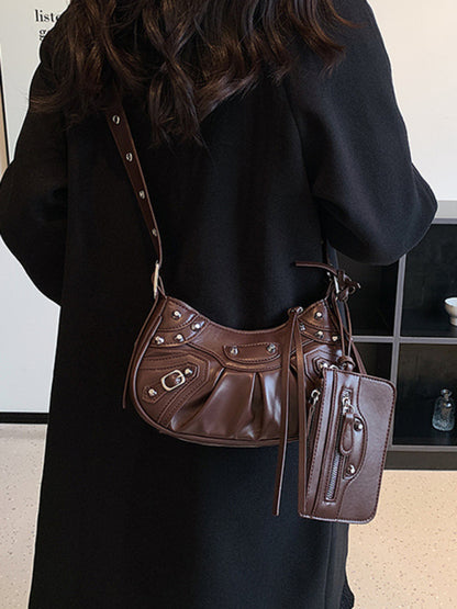Rivet Heavy Industry Pleated Shoulder Bag