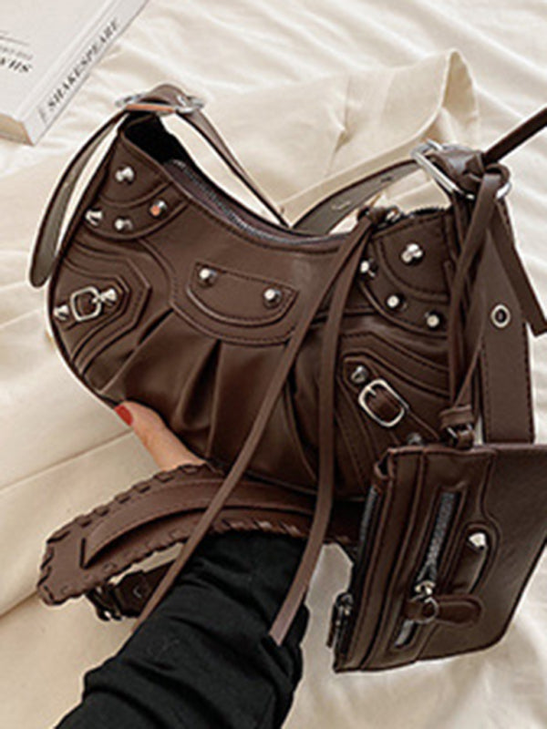Rivet Heavy Industry Pleated Shoulder Bag