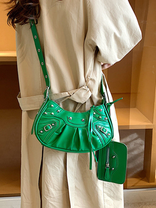 Rivet Heavy Industry Pleated Shoulder Bag