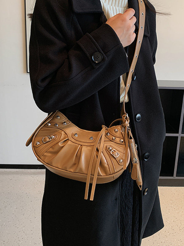 Rivet Heavy Industry Pleated Shoulder Bag