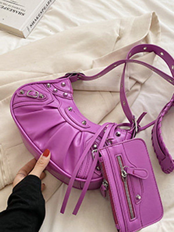Rivet Heavy Industry Pleated Shoulder Bag
