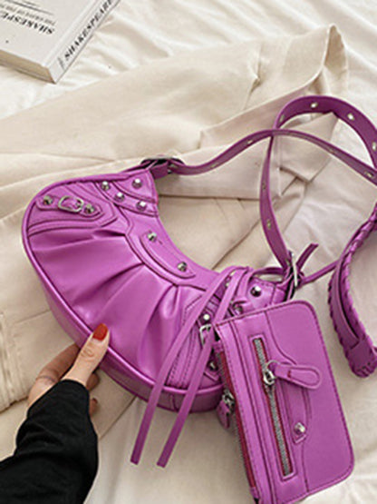 Rivet Heavy Industry Pleated Shoulder Bag