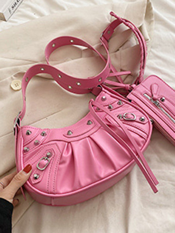 Rivet Heavy Industry Pleated Shoulder Bag